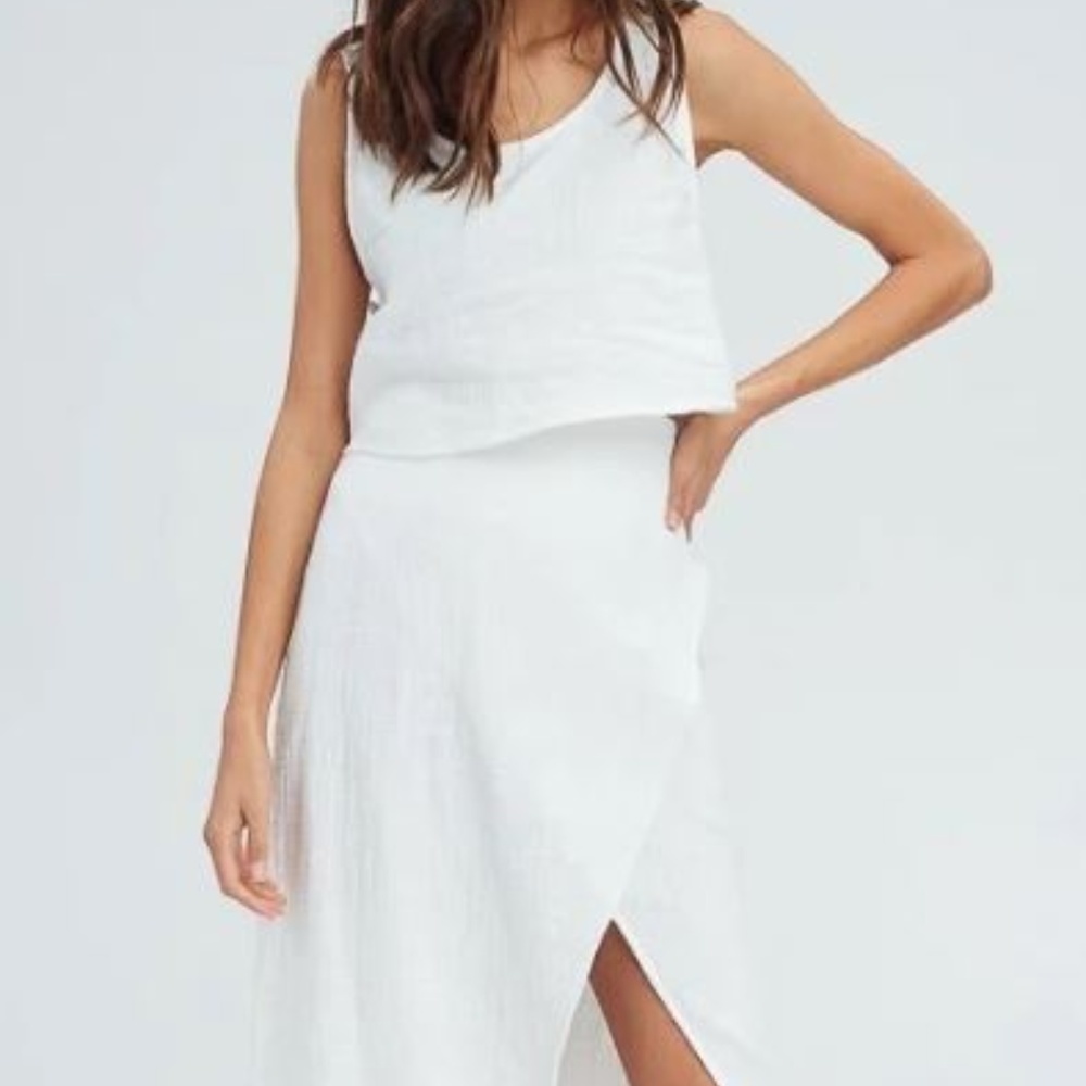Linen Crop Top & Skirt Set